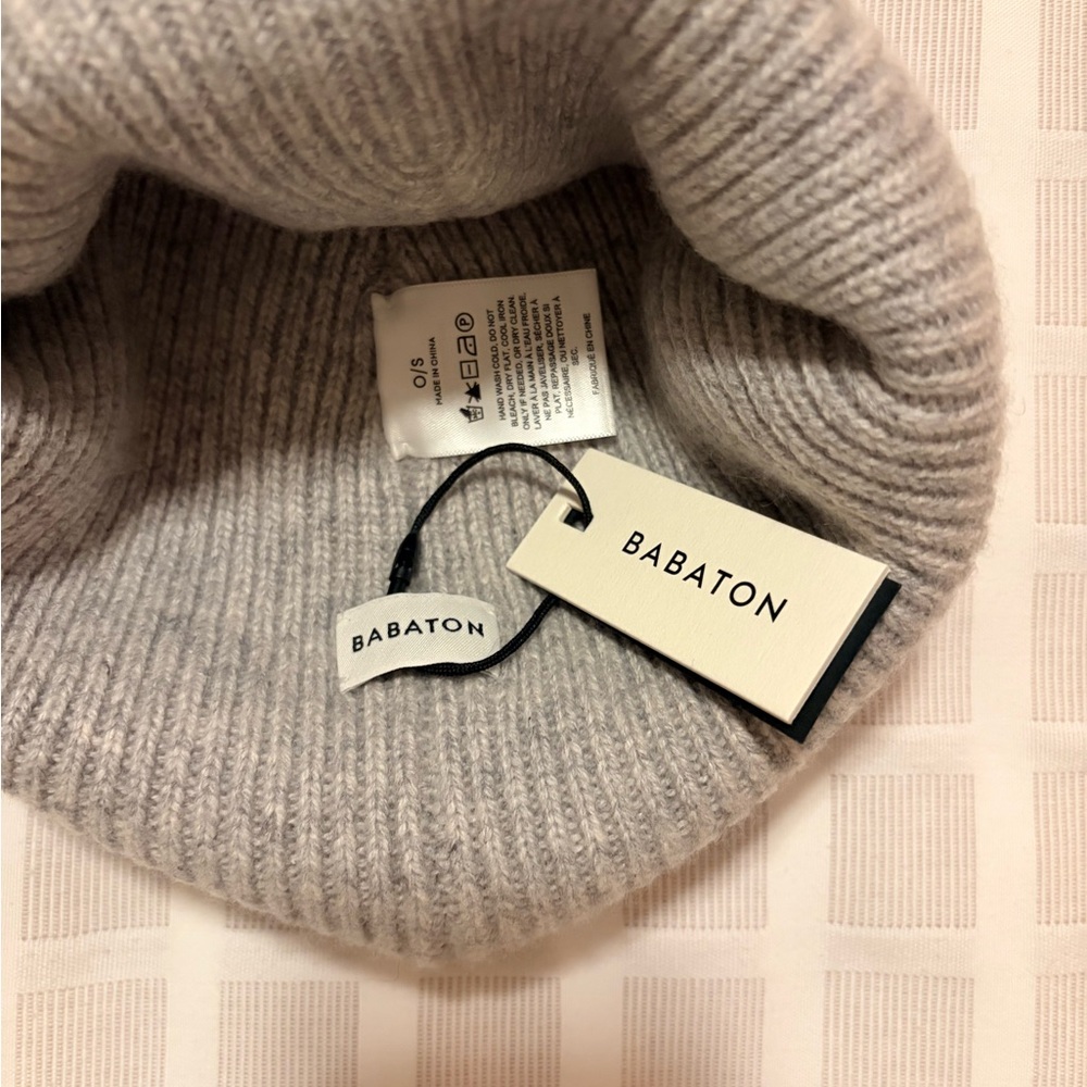 Babaton 100% Cashmere Light Gray Knit Toque - Picture 4 of 12